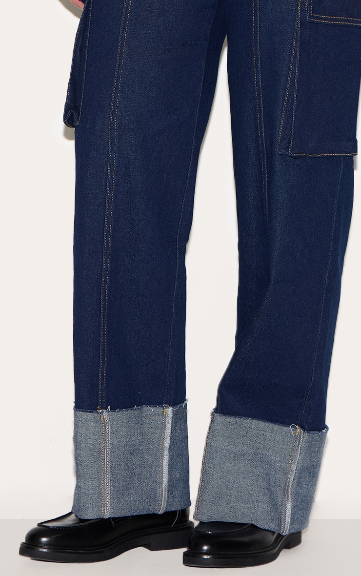 Shape Jean cargo stretch indigo à taille haute et ourlets retroussés image 4