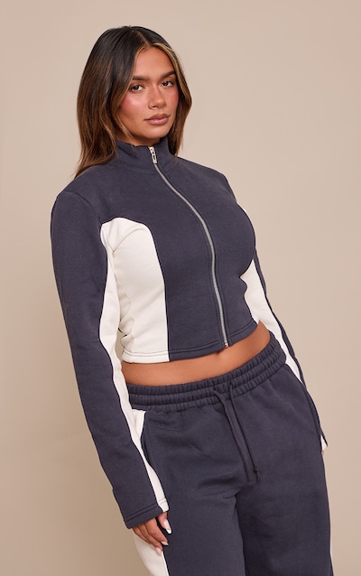 Shape Navy Contrasting Side Panel Zip Through Hoodie
