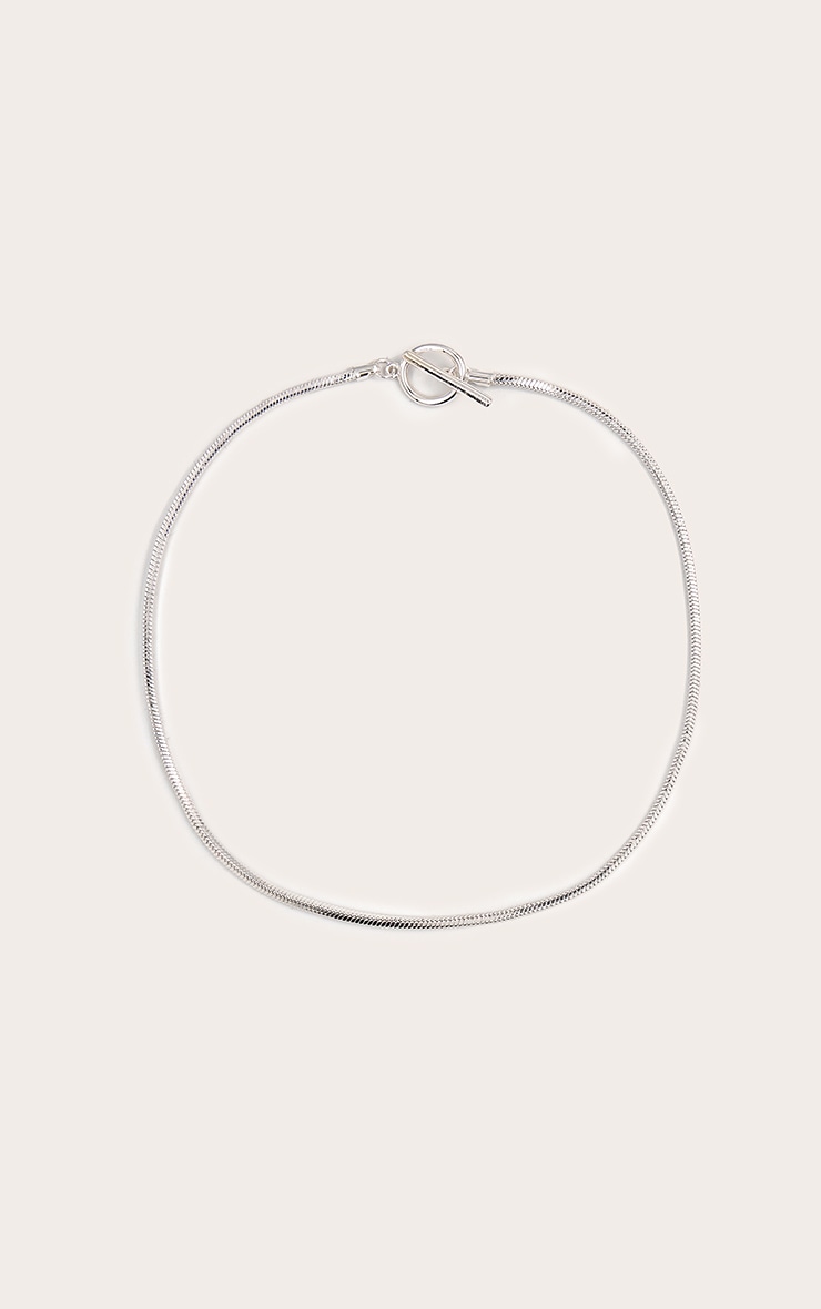 Silver Snake Chain T Bar Bracelet image 2