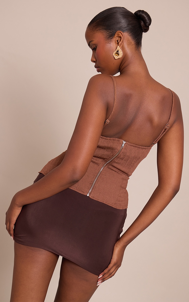 Chocolate Textured Strappy Corset image 2