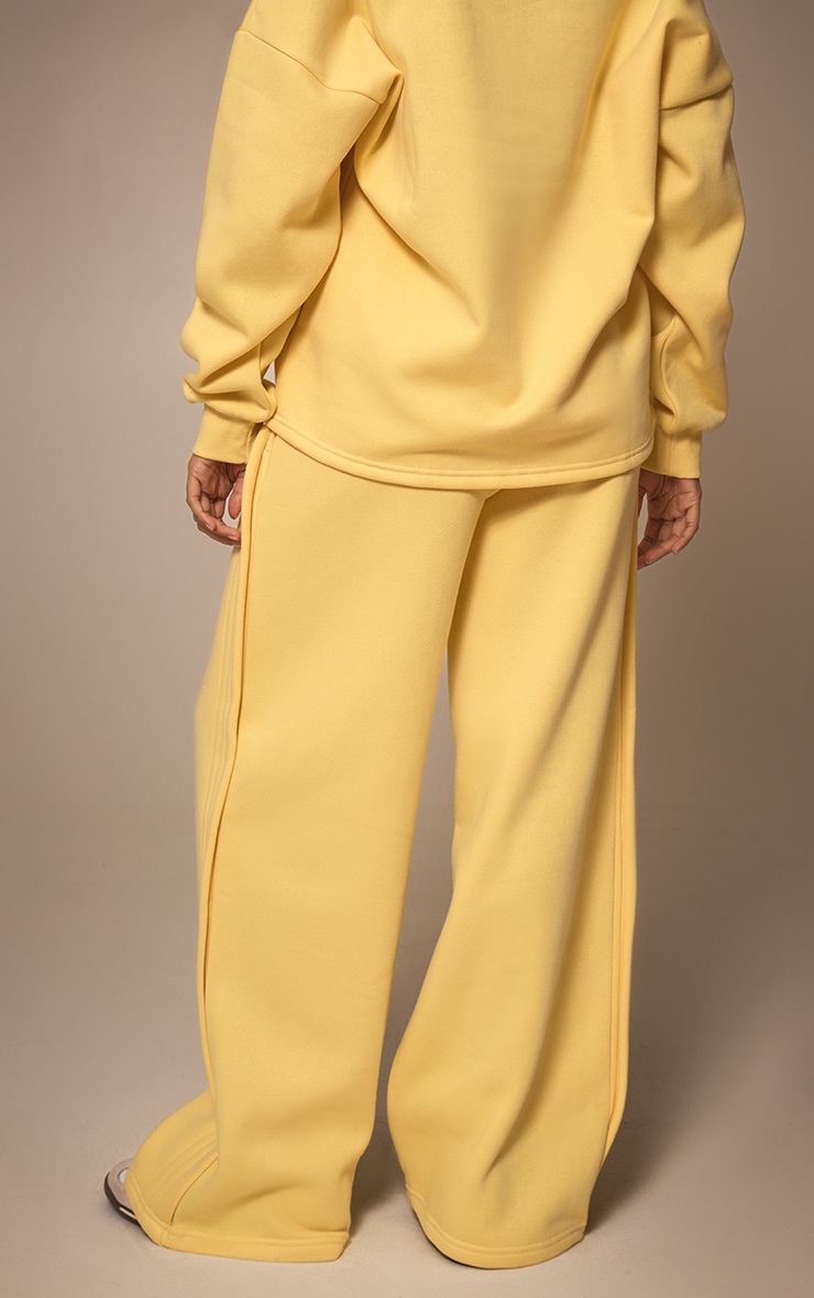 Butter Yellow Wide Leg Pleated Detail Track Pants image 3