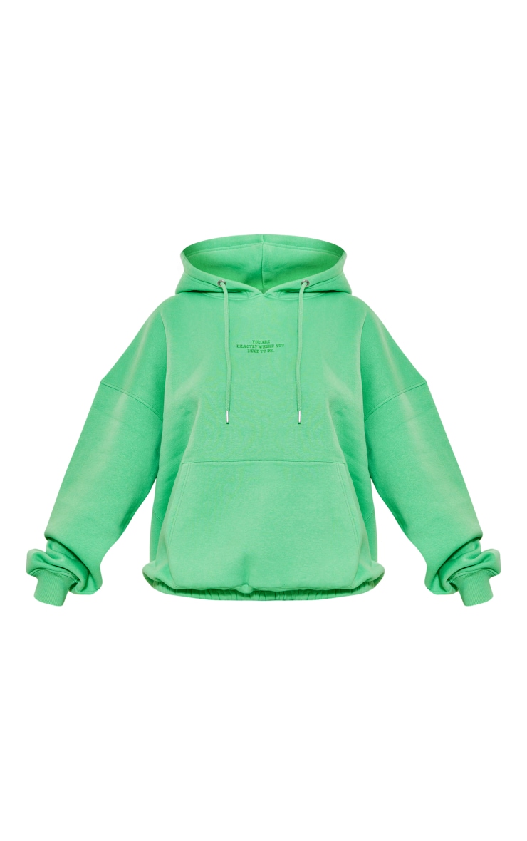 Apple Green Slogan Oversized Hoodie image 5