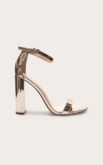 May Gold Block Heeled Sandal