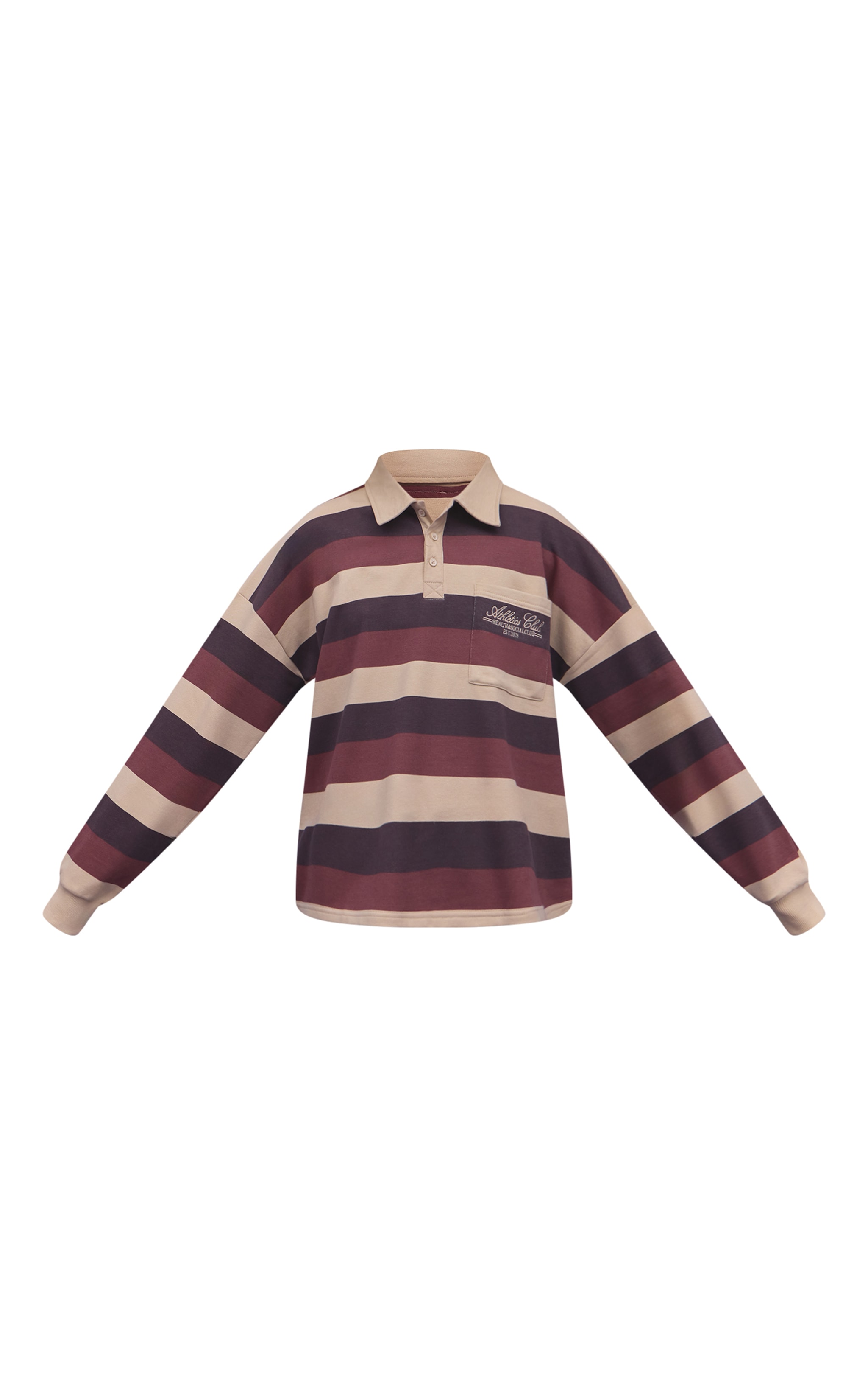 Plum and Cream Athletics Club Stripe Polo Tshirt image 5