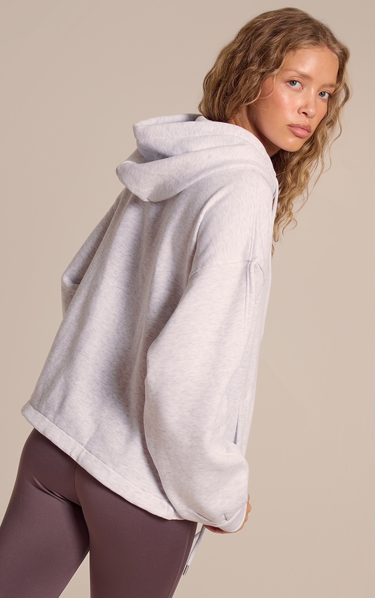Hoodie oversize gris cendré à zip et cordons ajustables image 2