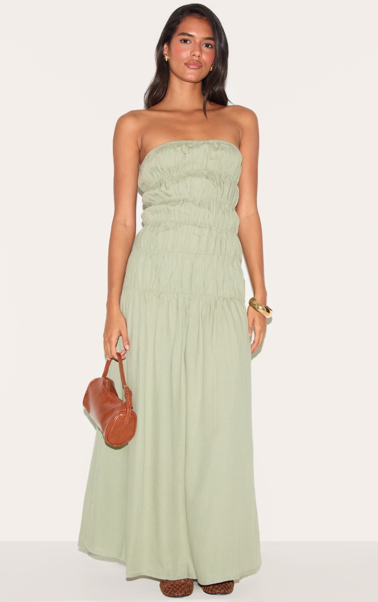 Robe bustier longue sauge froncée image 3