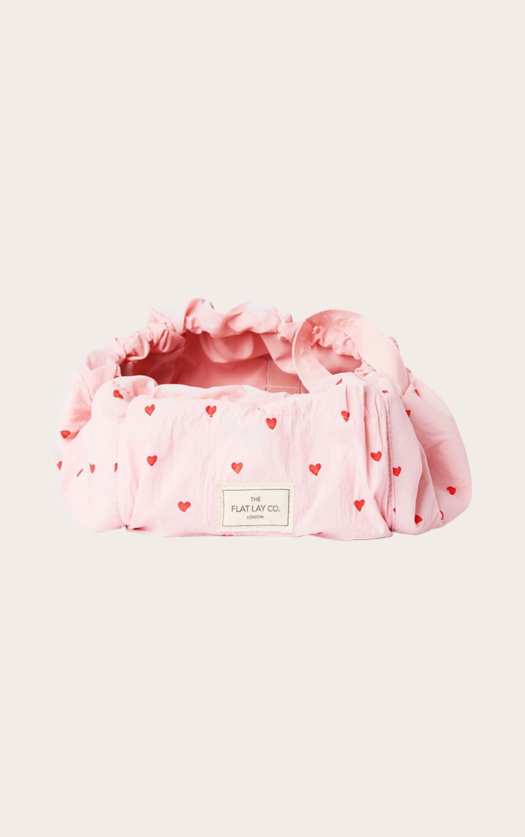 The Flat Lay Co. Drawstring Makeup Bag in Sweet Pink Hearts Parachute image 4