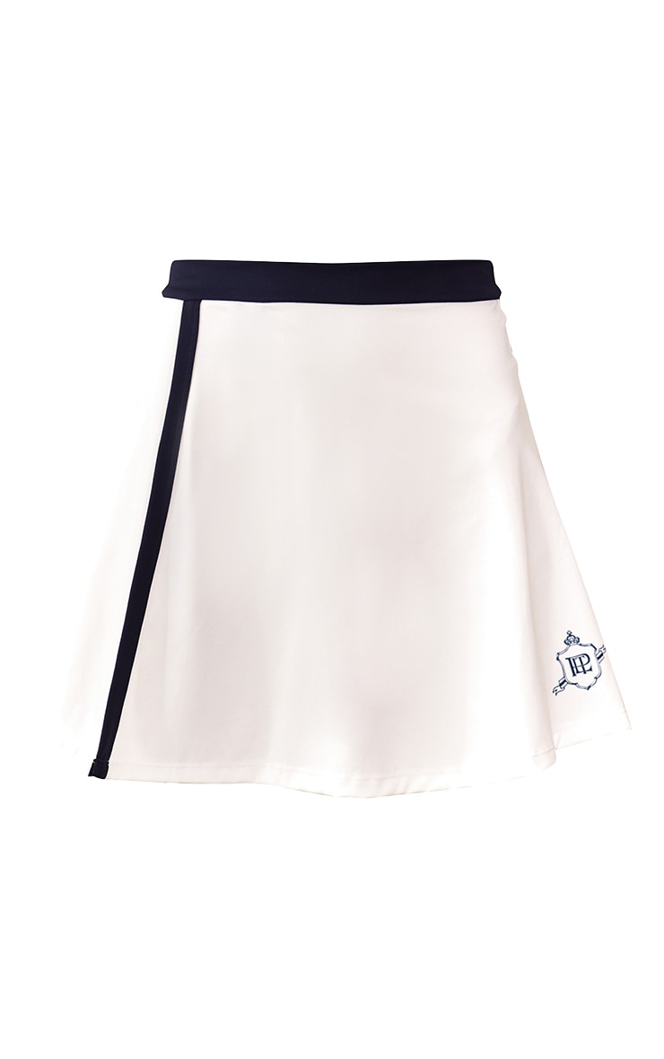 White Printed Sculpt Gym Skort image 5