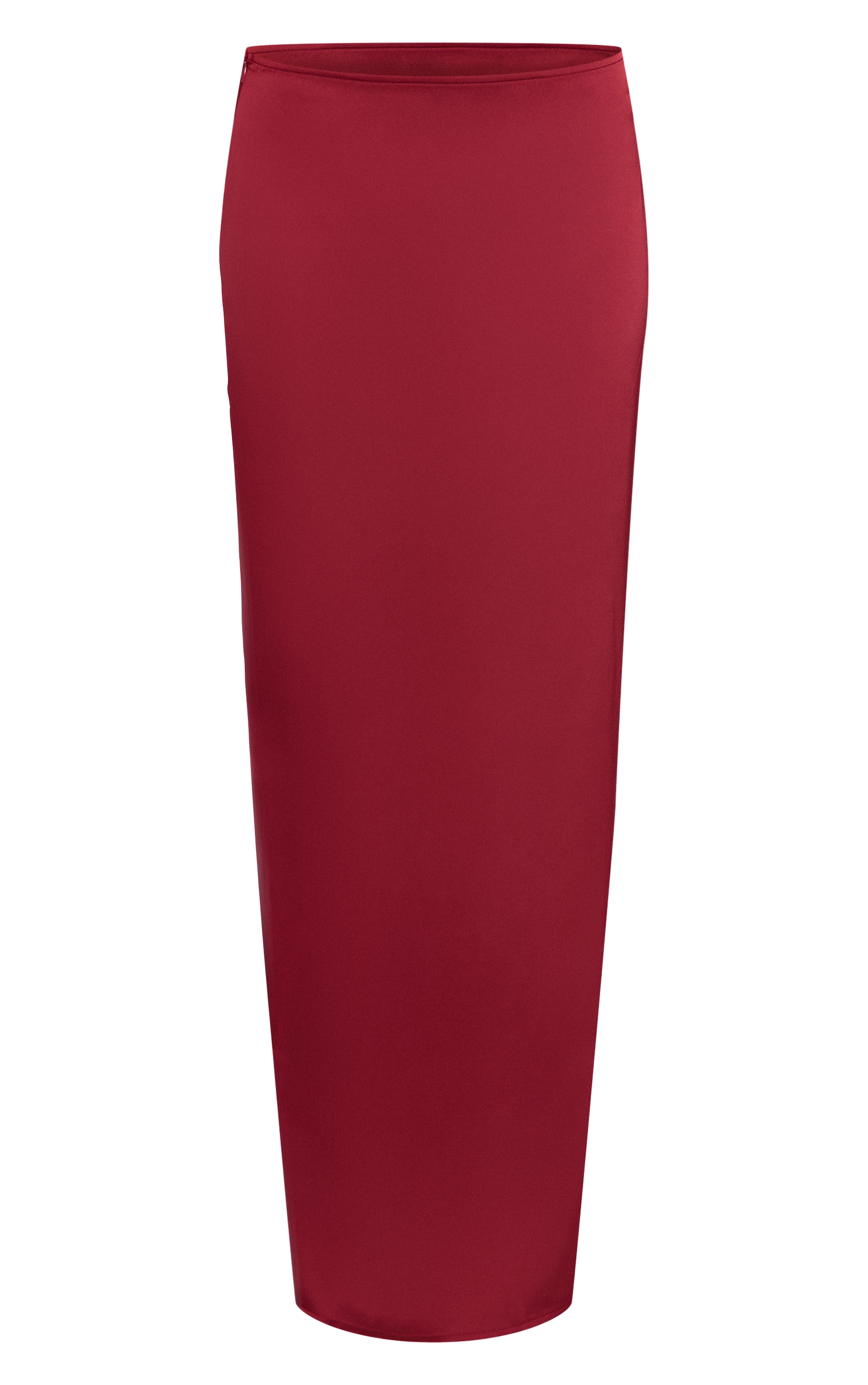 Jupe longue satinée bordeaux à taille mi-haute image 5