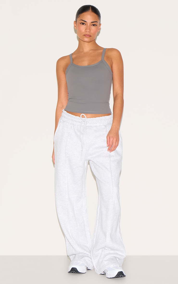 Petite Ash Grey Wide Leg Seam Detail Sweatpants image 1