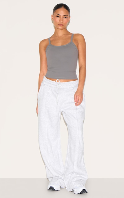 Petite Ash Grey Wide Leg Seam Detail Sweatpants