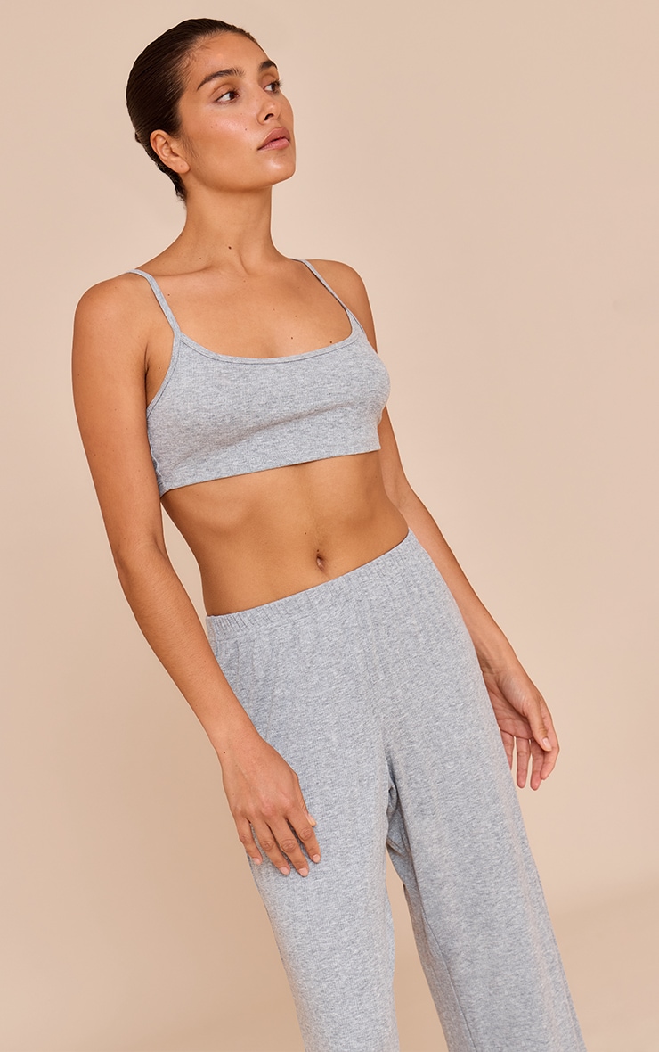 Petite Grey Marl Pointelle Pj Bralette image 1