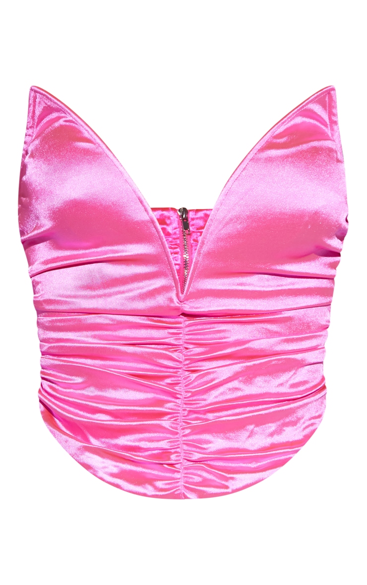 Hot Pink Ruched Deep Plunge Corset image 1