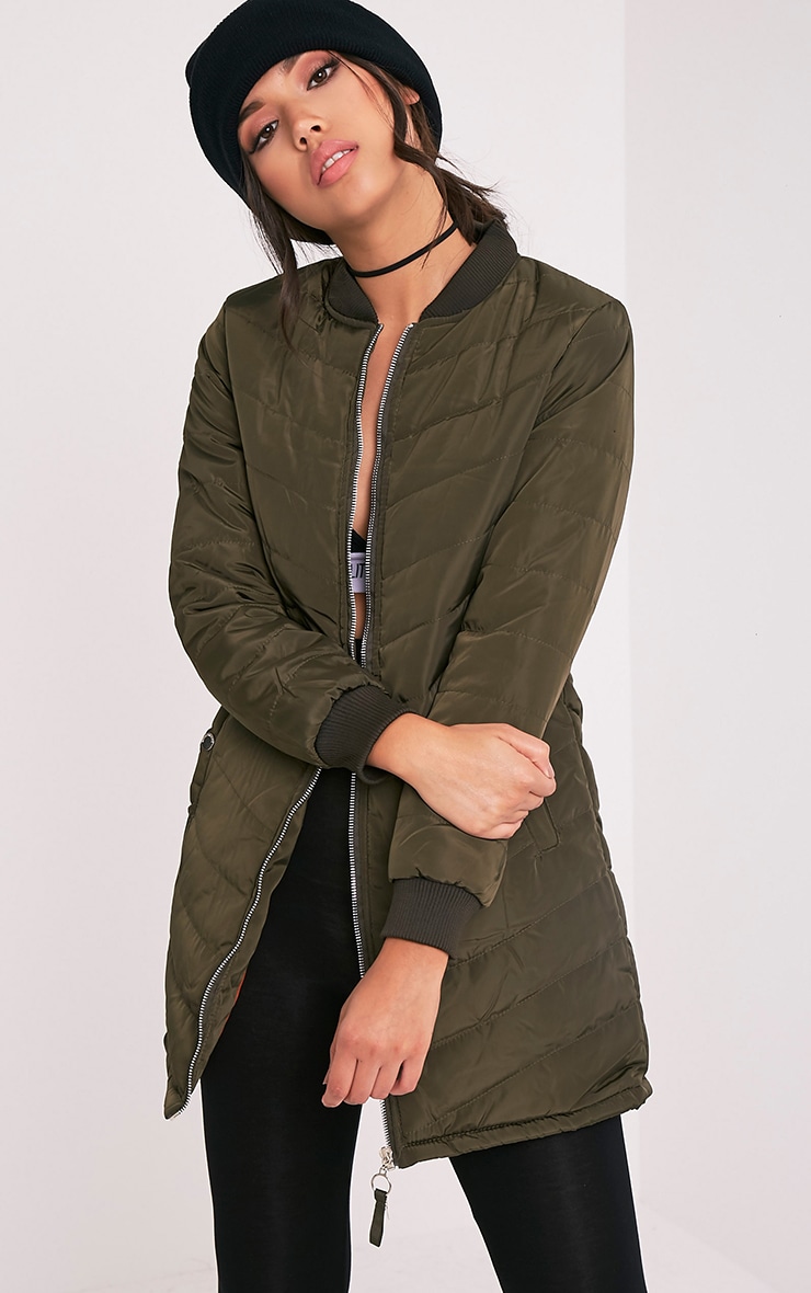 dkny khaki green padded jacket