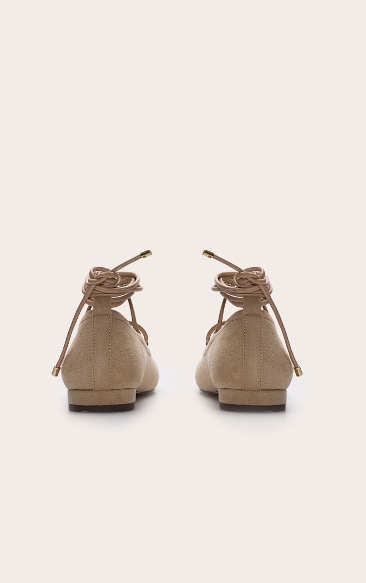 Stone Faux Suede Lace Up Ballet Flat image 4