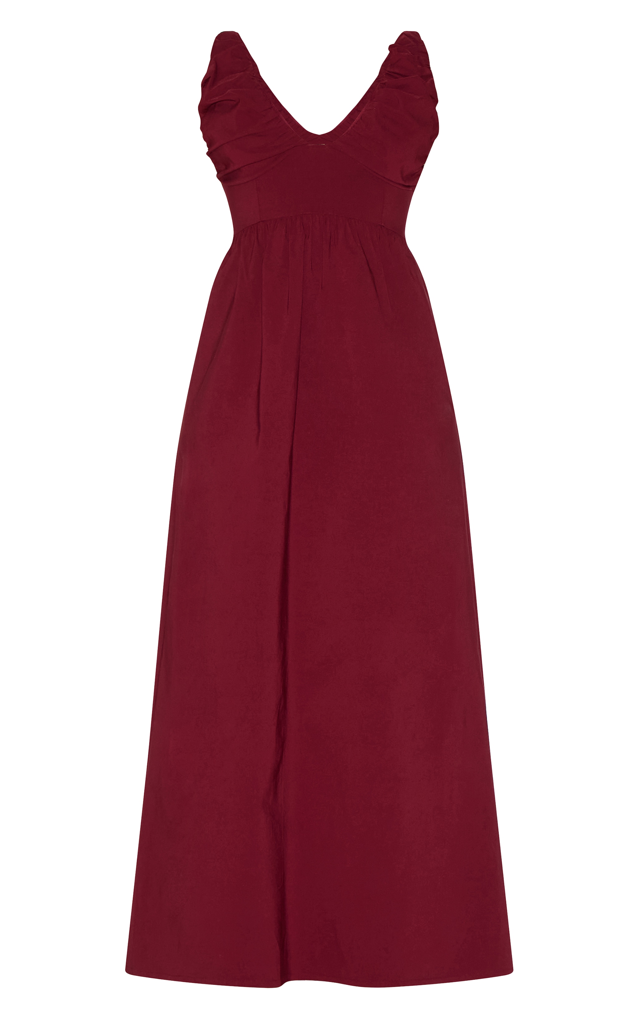 Shape Wine Stretch Woven Ruched Plunge Front Maxi Dress image 5