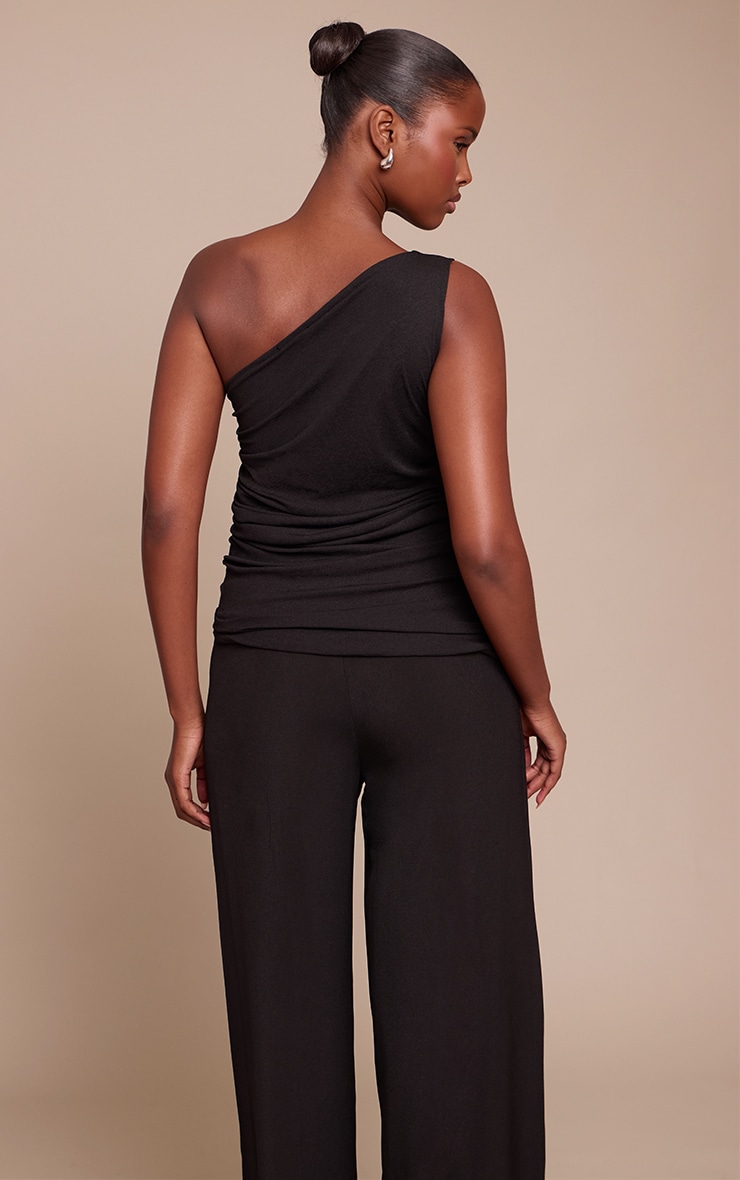 Black Double Layered Burnout Mesh Extreme Ruched Detail Top image 2