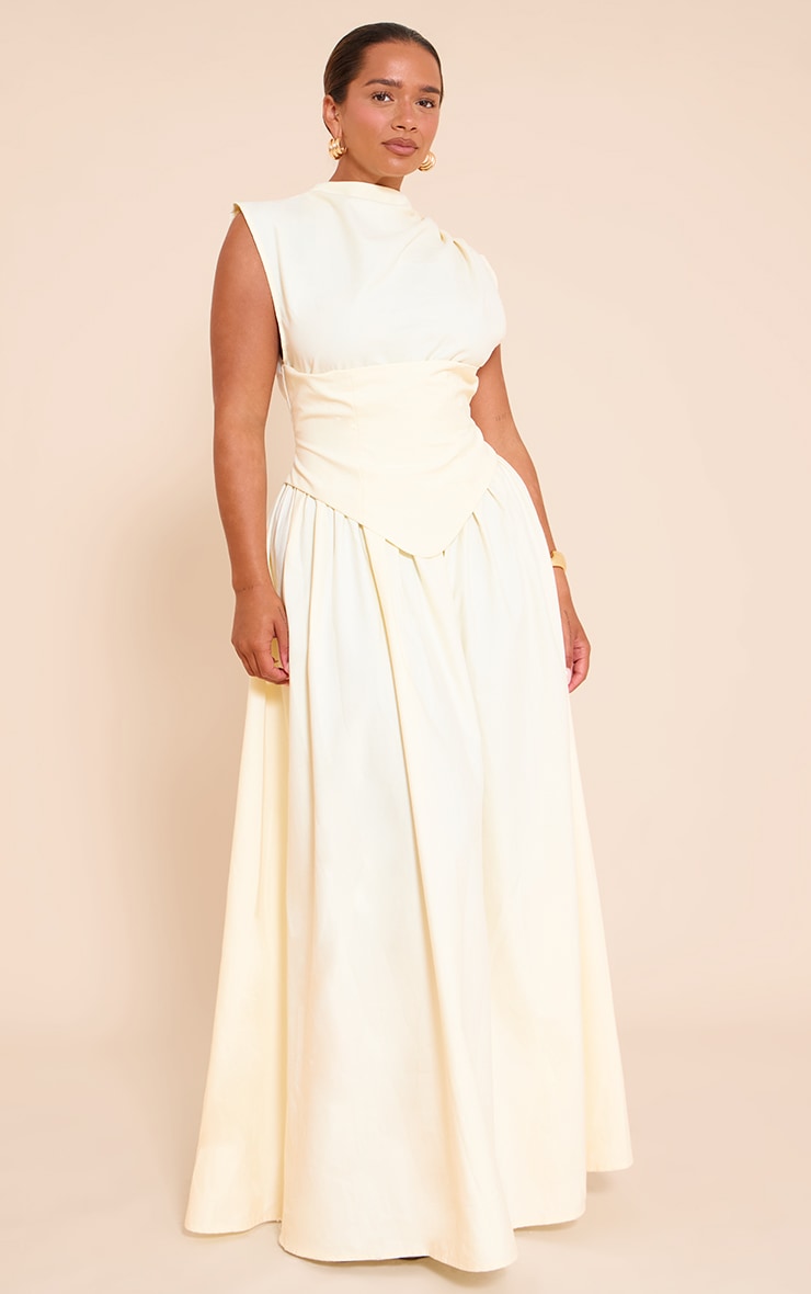 Shape Butter Cream Woven High Neck Corseted Maxi Shift Dress image 1