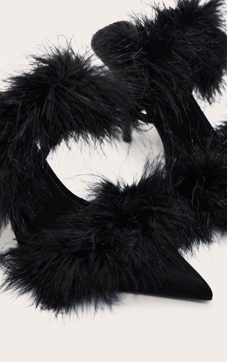 Black Feather Strap Court Heels image 5
