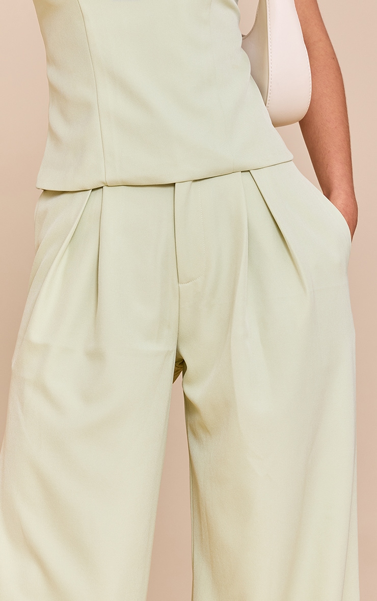 Pale Lime Woven Tailored Wide Leg Pants image 4