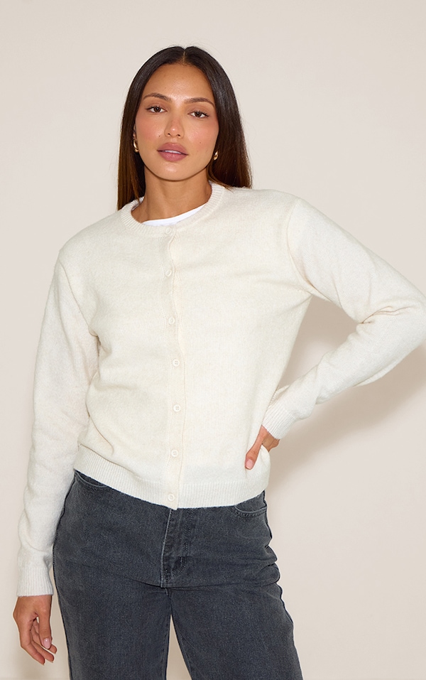 Tall Cream Knit Button Through Cardigan