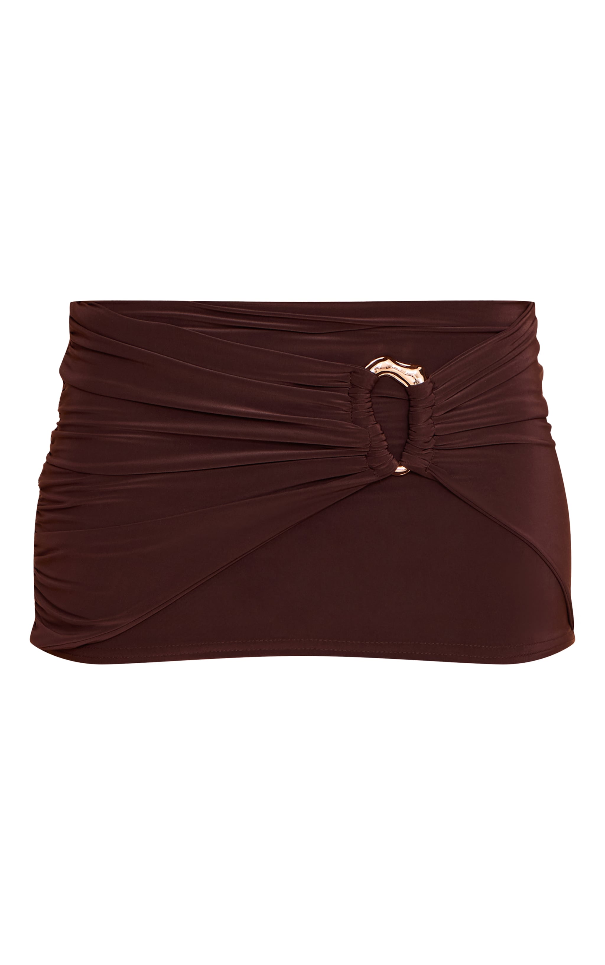 Chocolate Slinky Ring Detail Low Rise Micro Mini Skirt image 6