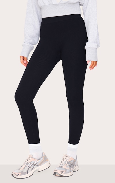 Tall Black Structured Contour Ribbed Leggings