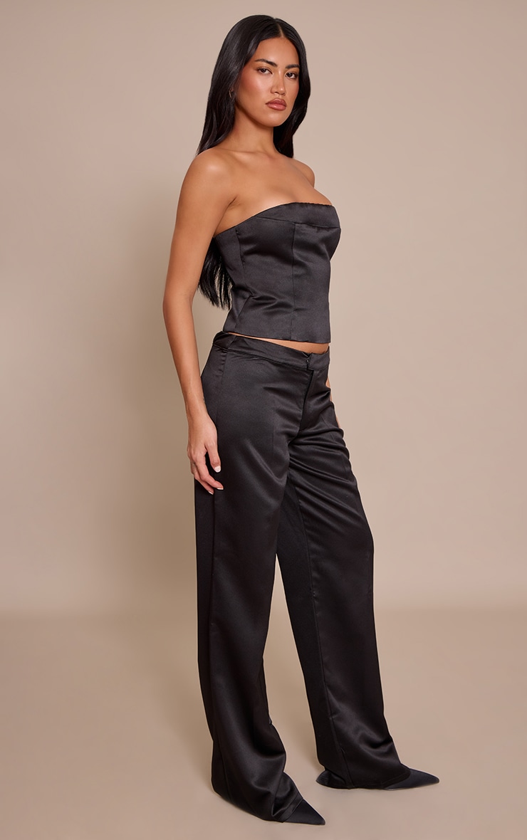 Black Satin low Rise Straight Leg pant  image 2