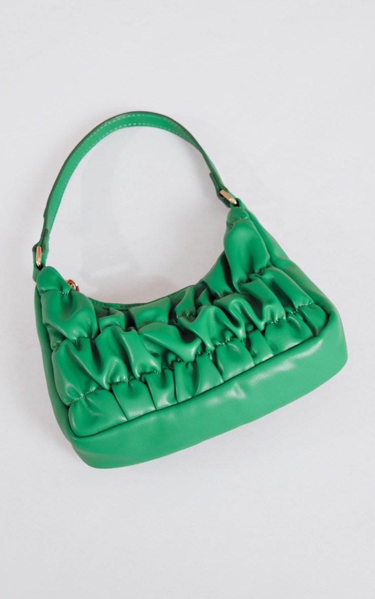  Green Ruched Detail Shoulder Bag image 3
