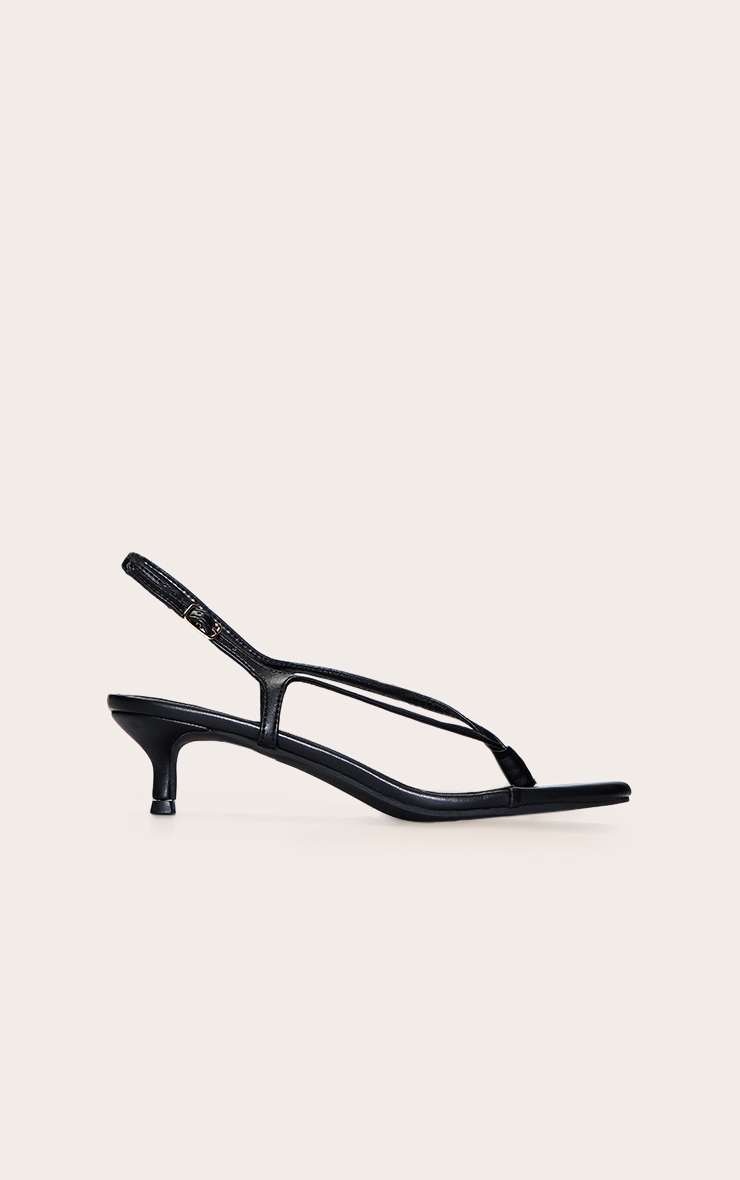 Black Toe Thong Kitten Heeled Sandal image 2