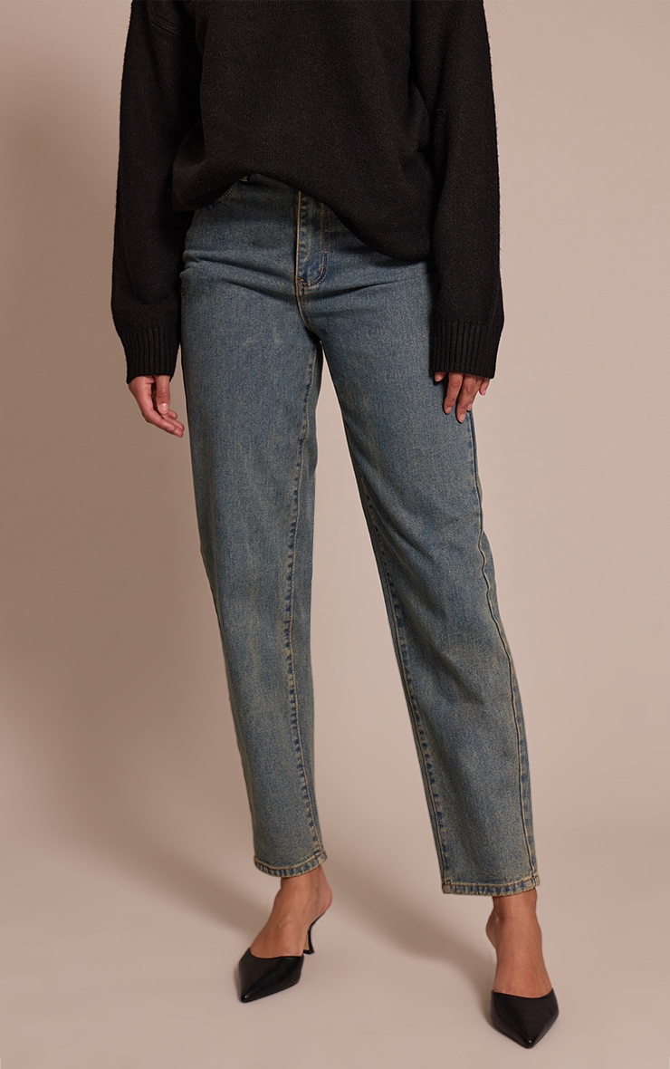 Tall Jean mom vintage délavé à taille haute image 2