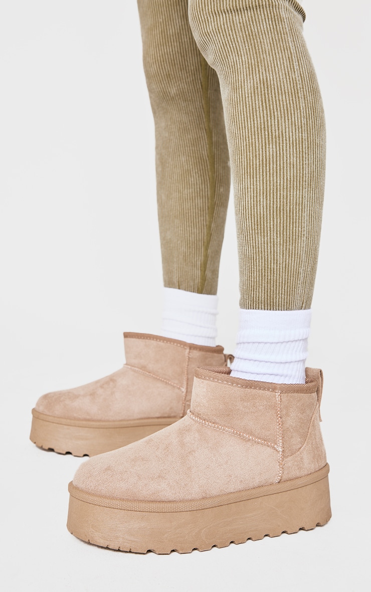 Mushroom Faux Suede Round Toe Platform Ankle Boots image 2