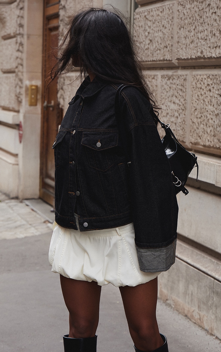 Raw Indigo Wash Turn Up Cuff Contrast Stitch Denim Jacket image 4
