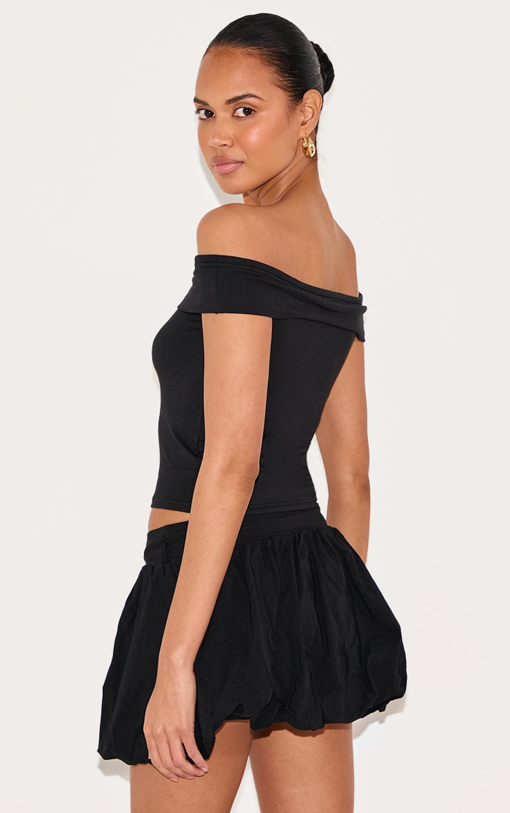 Black Modal Cotton Bardot Long Top image 2