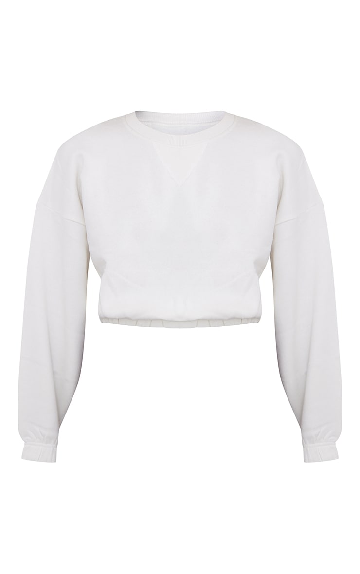 Cream Oversize Rib Hem Sweatshirt image 5