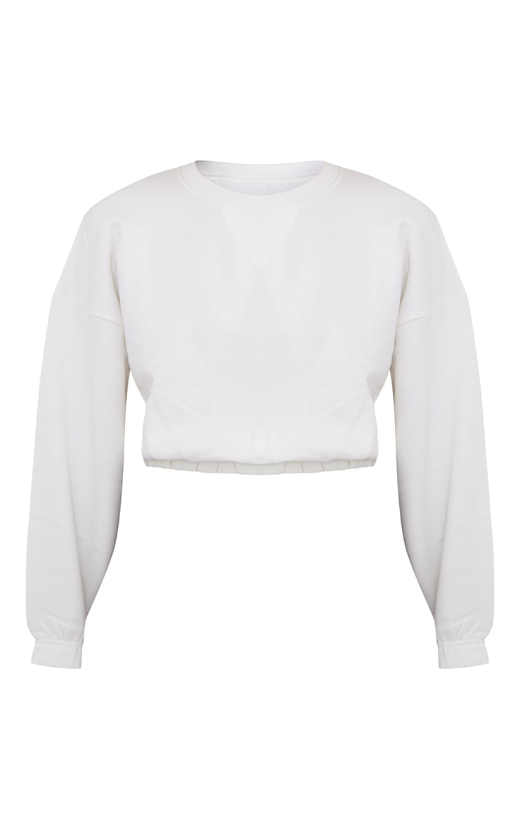 Cream Oversize Rib Hem Sweatshirt image 5