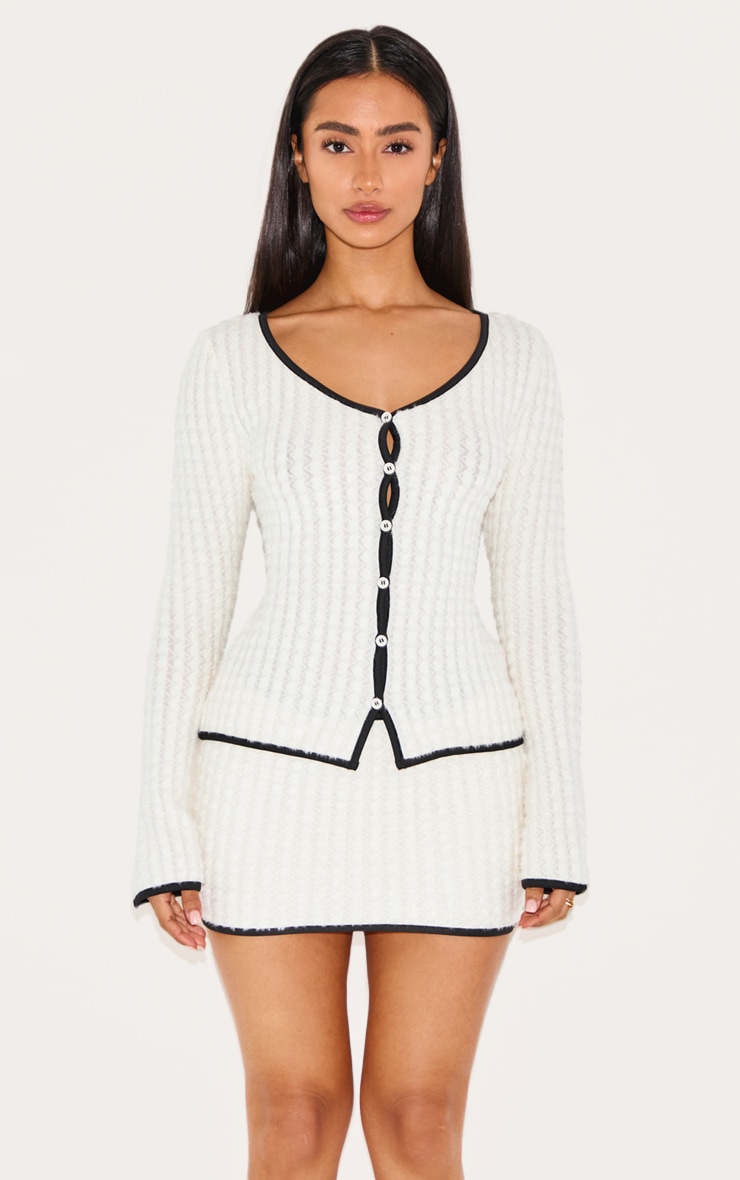 Petite White Fluffy Knit Mini Skirt image 4