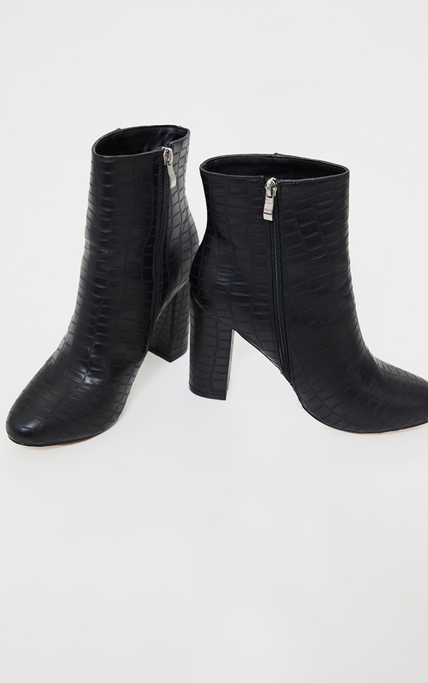 croc black ankle boots