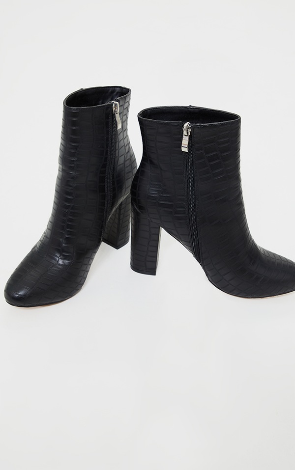 Behati Black Faux Croc Ankle Boot image 4