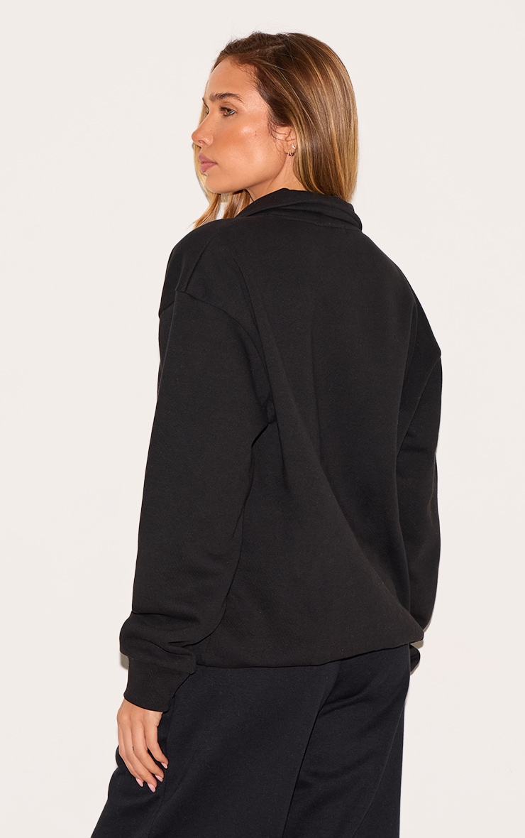 Black Premium Collared Oversized Sweatshirt image 2