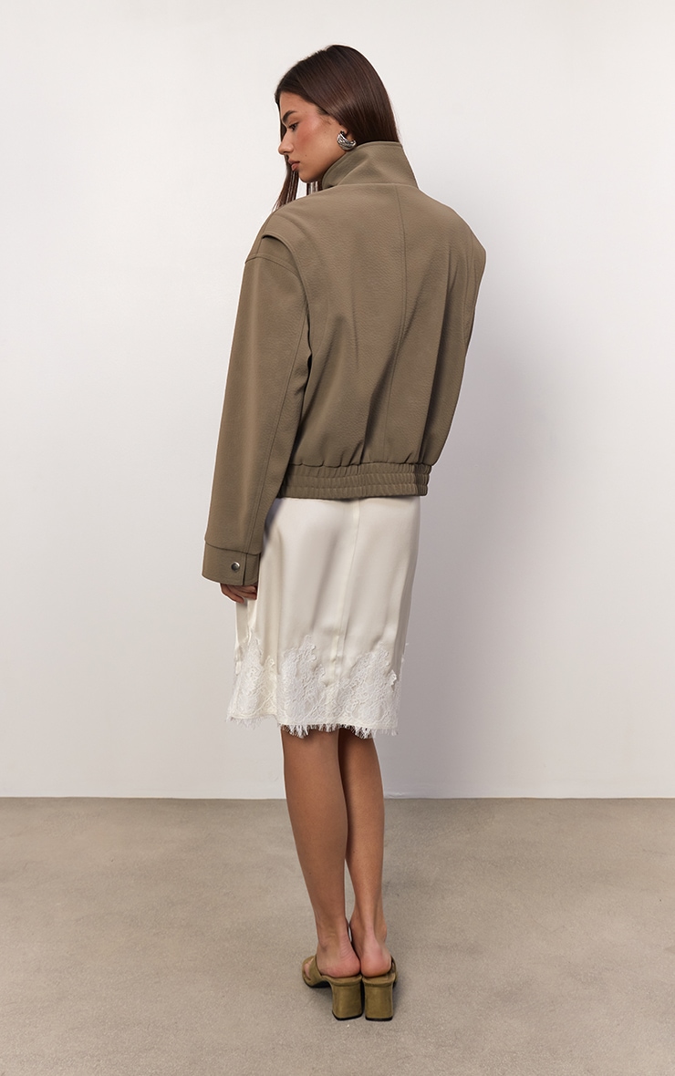 Butter Cream Satin Lace Detail Midi Skirt image 3