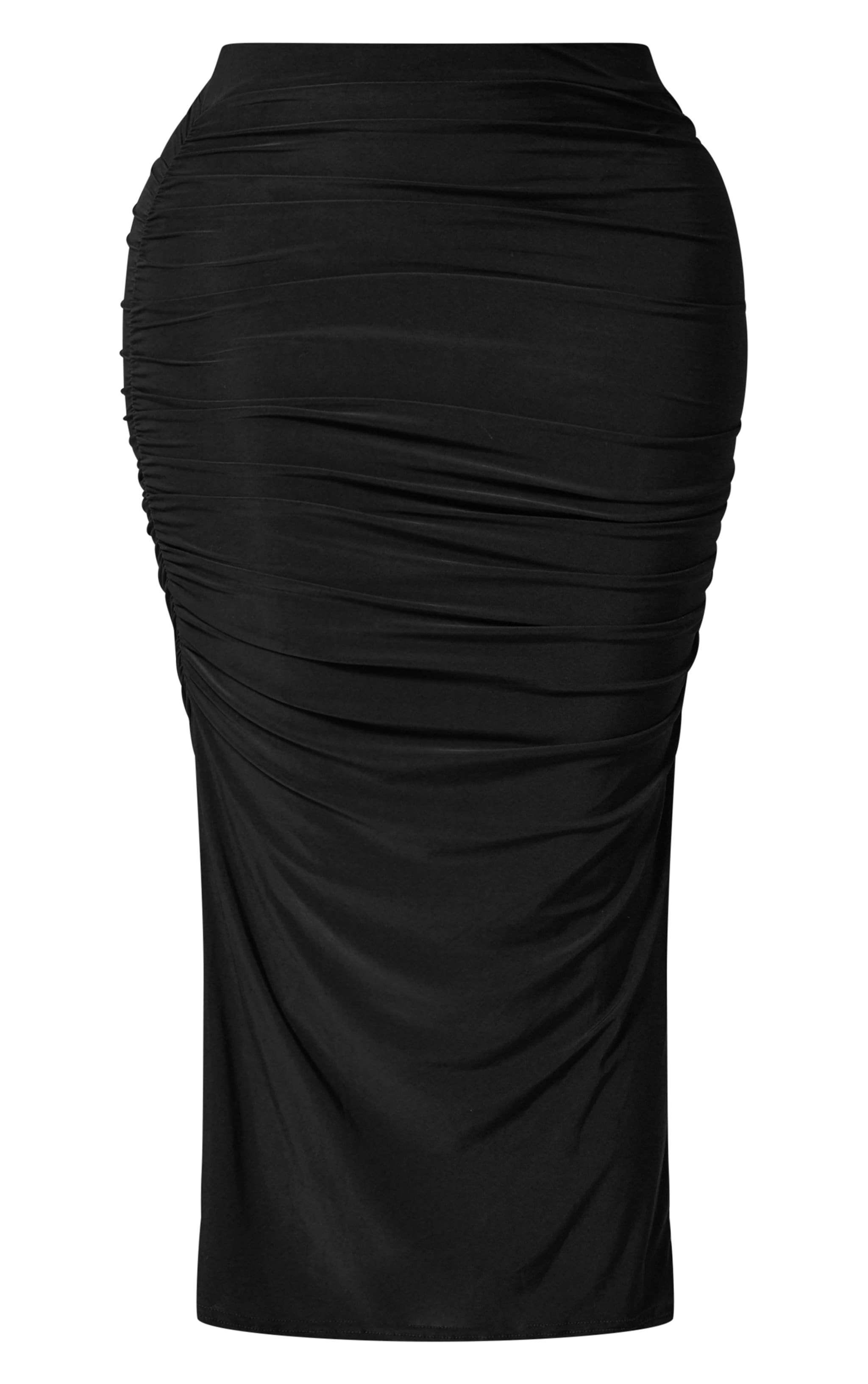  Shape Black Slinky Ruched Side Midaxi Skirt image 5