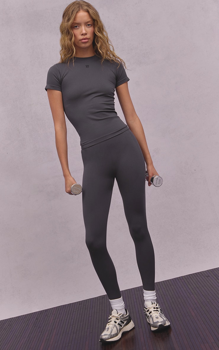 Charcoal Seamless Logo Gym Long Top image 3