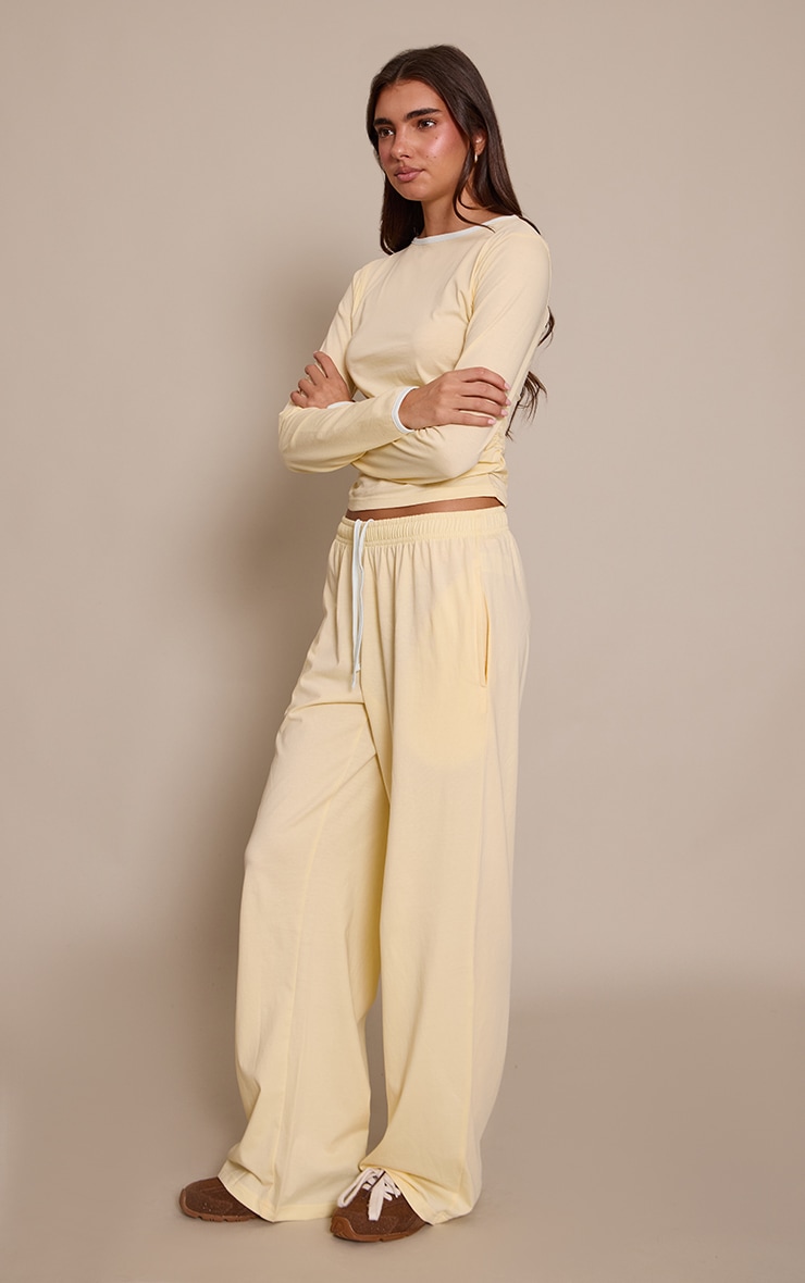 Buttercream Cotton Contrast Drawstring Relaxed Joggers image 2