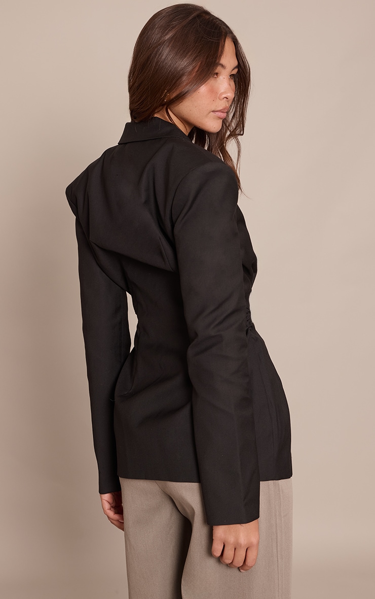 Black Double Zip Cinched Blazer image 2