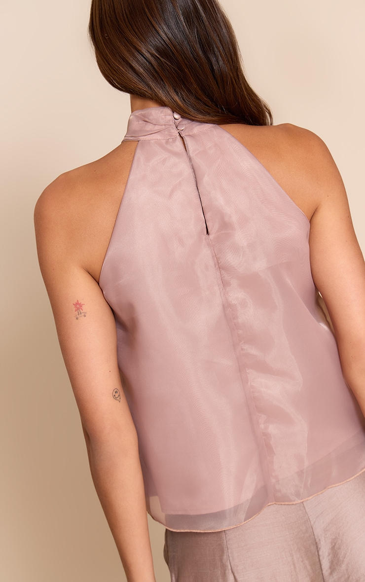 Mauve Chiffon High Neck Sleeveless Cami Top image 2