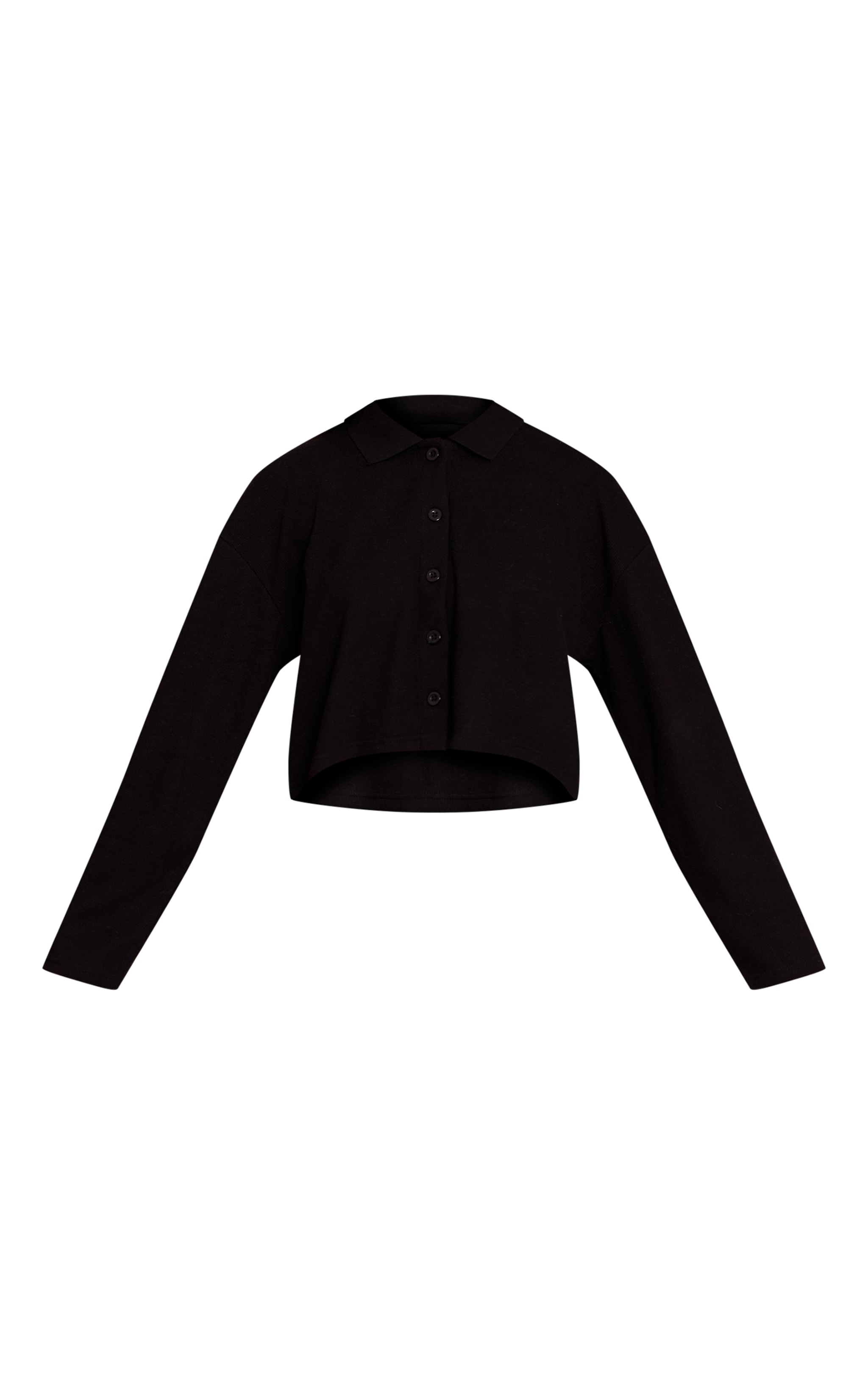 Black Brushed Rib Button Shirt image 5