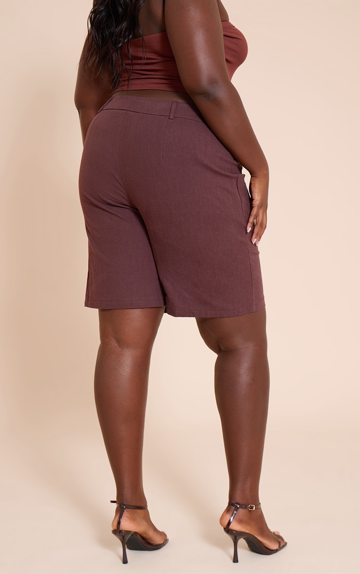 Plus Deep Chocolate Premium Linen Tailored Jorts image 3
