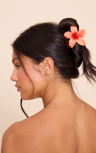 Coral Lily Flower Hair Clip