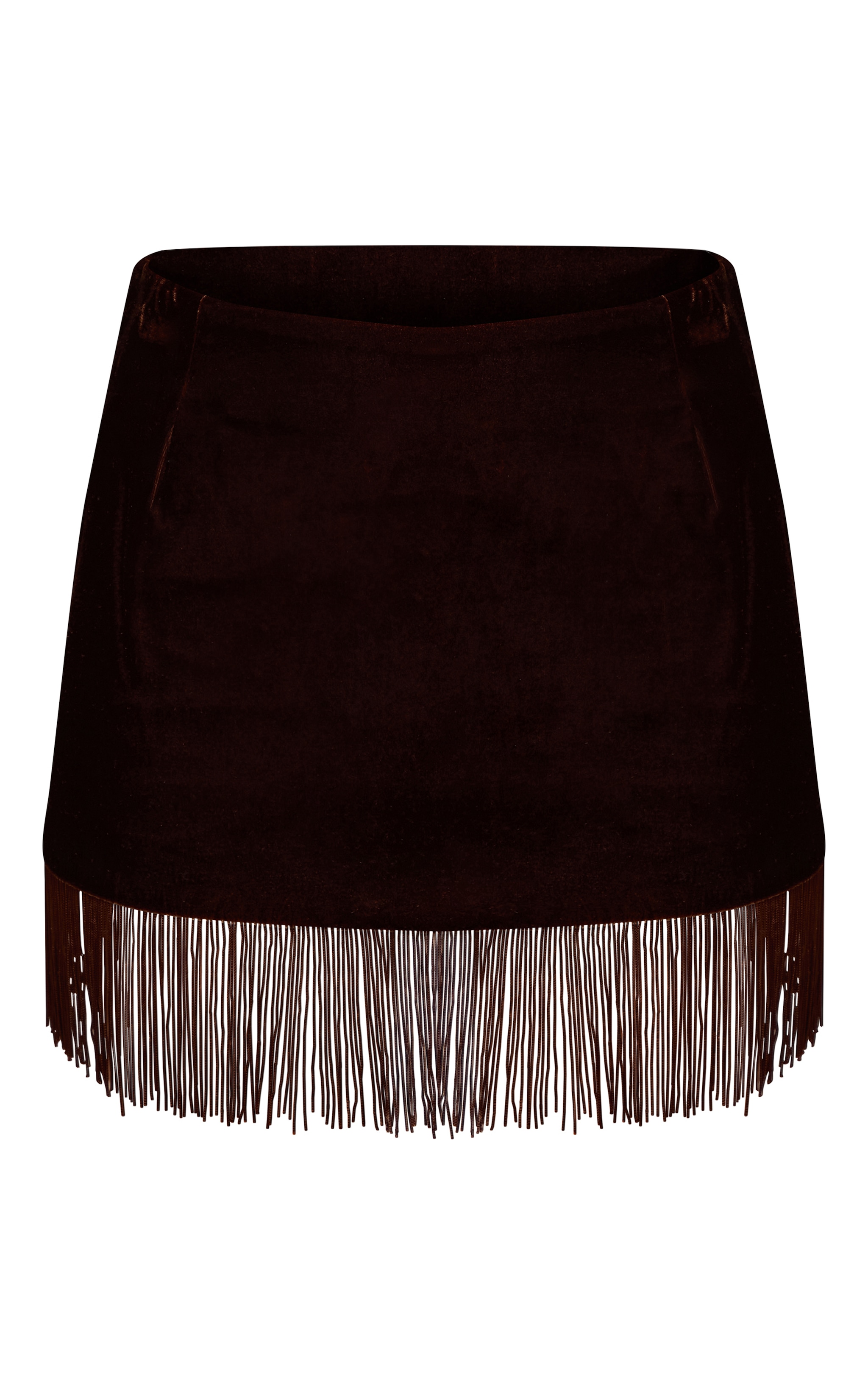 Chocolate Velvet Fringe Trim Mini Skirt  image 6